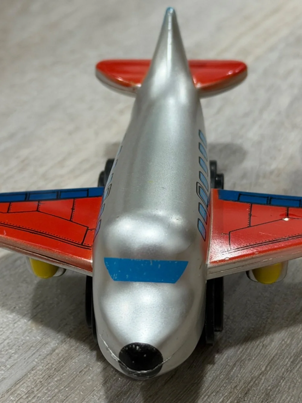 KidKraft 2011 Wooden Toy Airplane Silver Red Blue 4